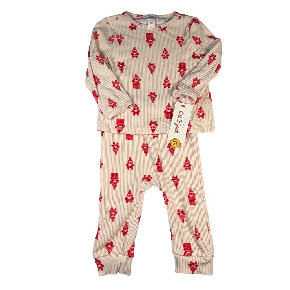 Carter's Santa Pajamas Girls 18M Cream 2-Piece Cream Christmas NWT